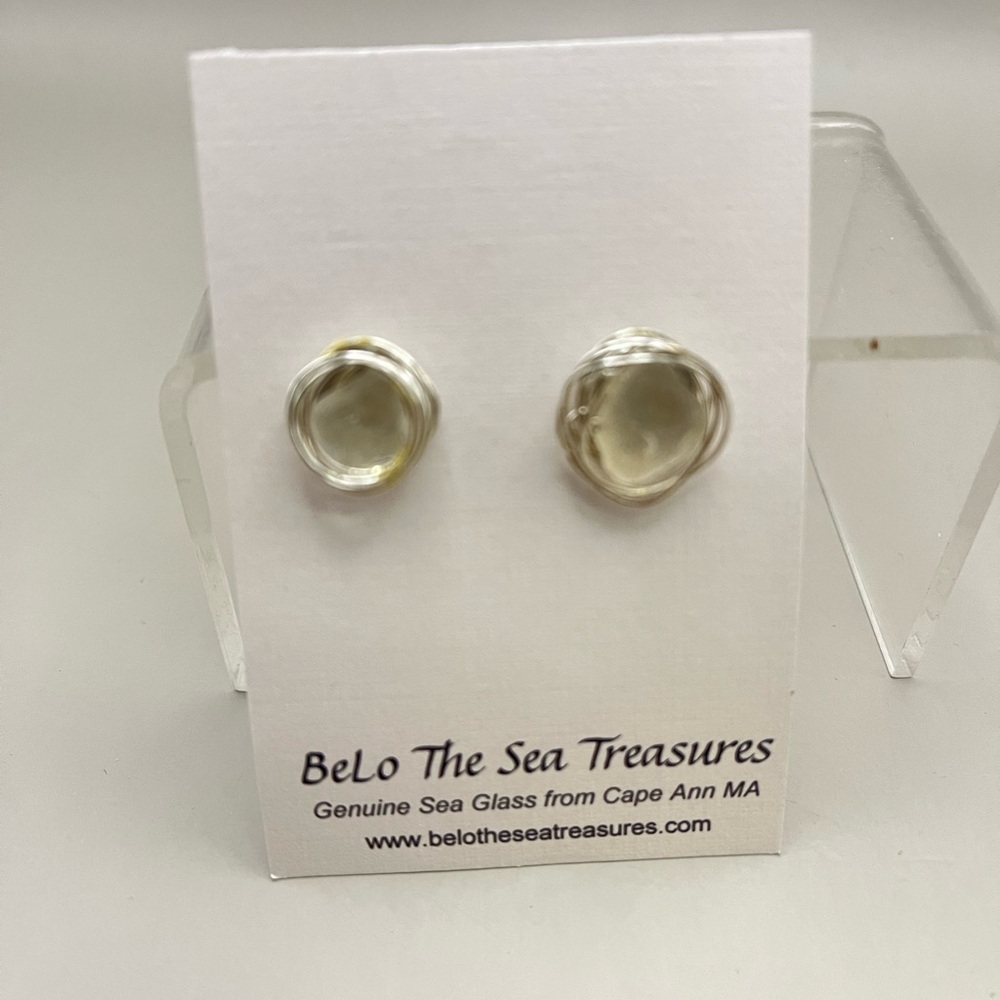 Silver Sea Glass Earrings with Frosted Seaglass Finish